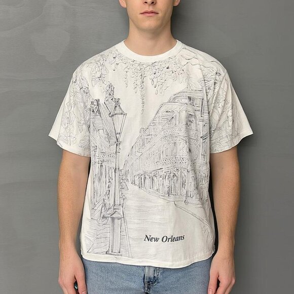 American Vintage Other - Vintage New Orleans AOP White Crazy French Quarter‎ Shirt XXL